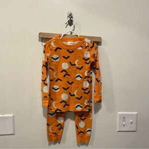 Hanna Andersson organic long John pajama set kids sz 100 US 4 Halloween bats